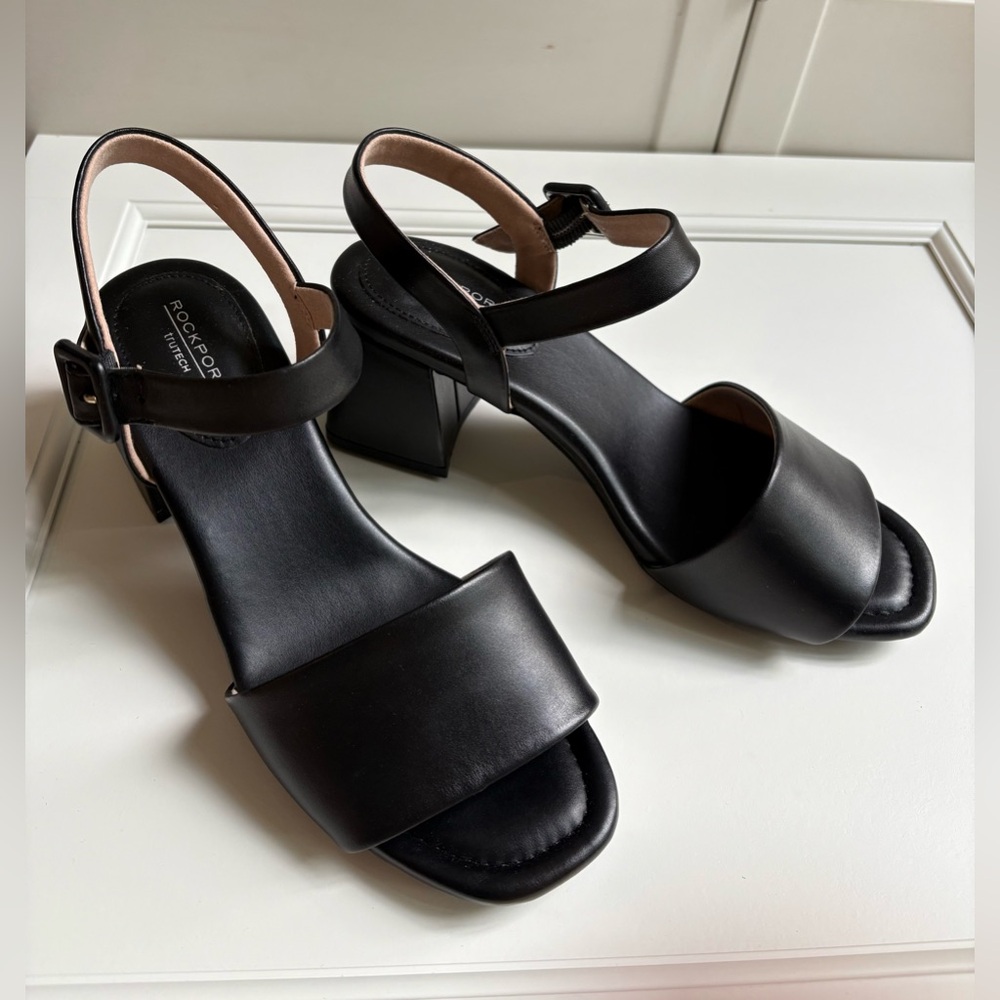 New Rockport Farrah 2-piece Sandal Black Leather Sz 7 Wide